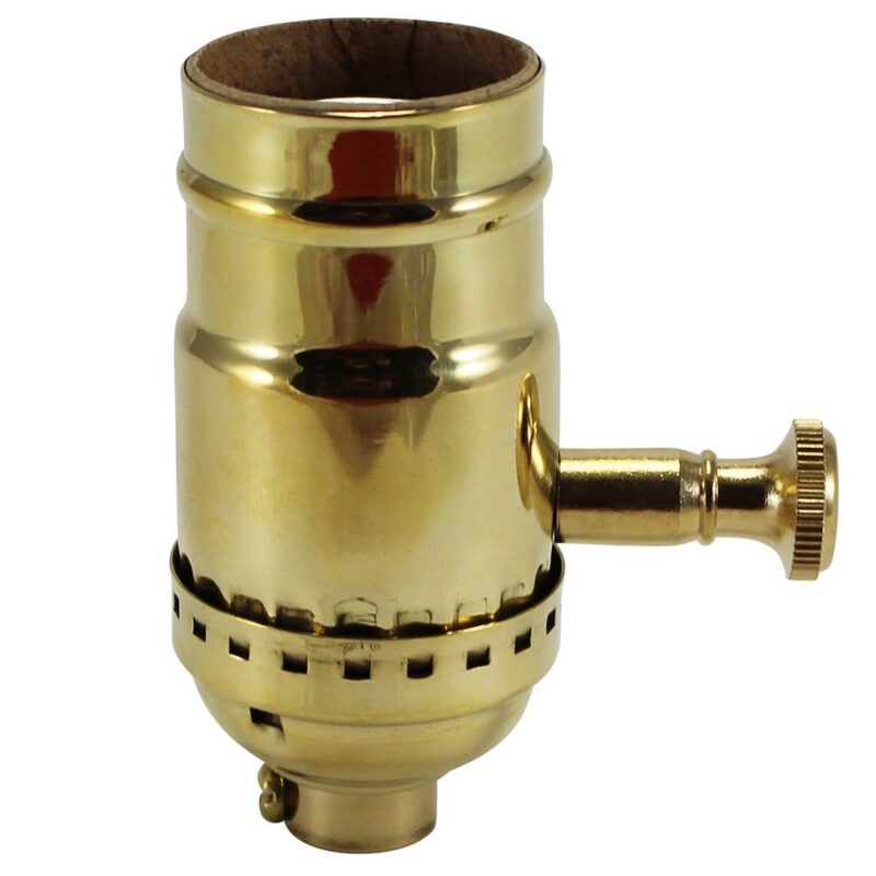 Solid Brass Turn Knob Dimmer Socket - Polished - No Lacquer
